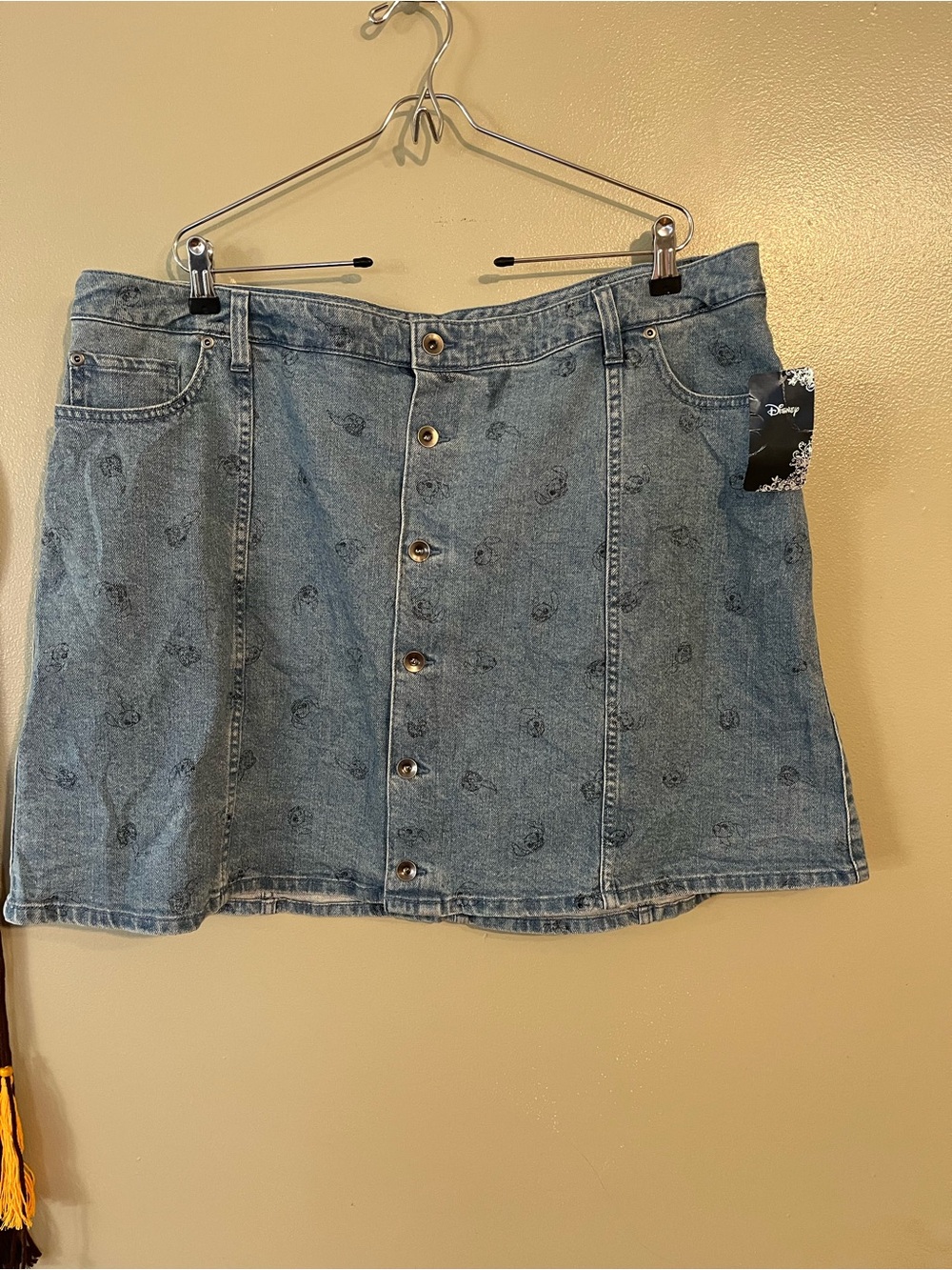 Disney Light Blue Denim Button-Front Mini Skirt Size 3 NWT